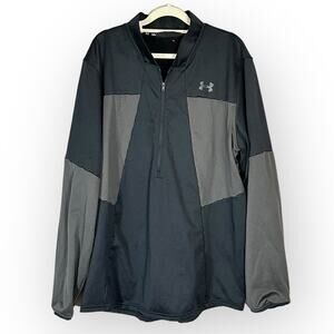 Under Armour Pullover Fleece Men's XXL Gray Colorblock  1/2 Zip Long Sleeve